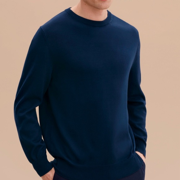 NWT Authentic Vince Men's Cotton Knit Crewneck Lightweight Sweater Azure Blue - Picture 1 of 5